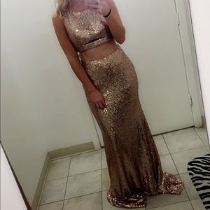 All over rose gold sequin prom dress